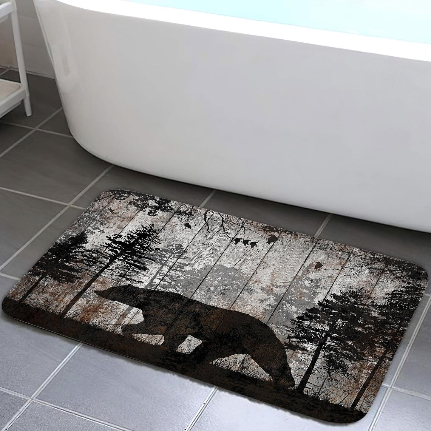 Tapete baño oso camuflaje bosque antiderrap