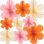 Decoración flores papel naranja y rosa para oficina y fiestas