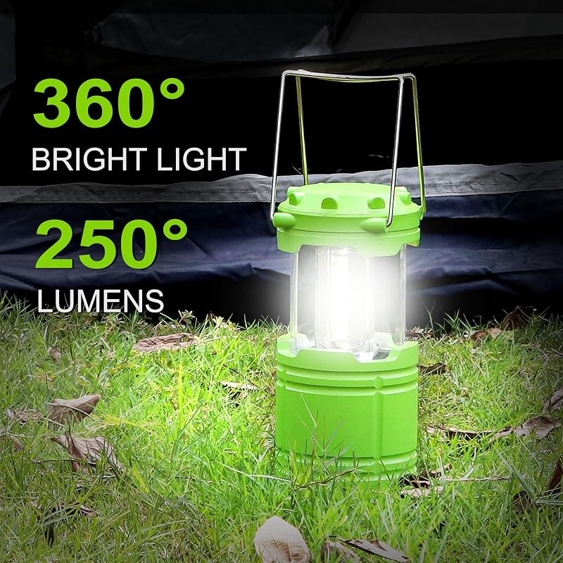 2 Linternas LED verdes portátiles para campamento y emergencia