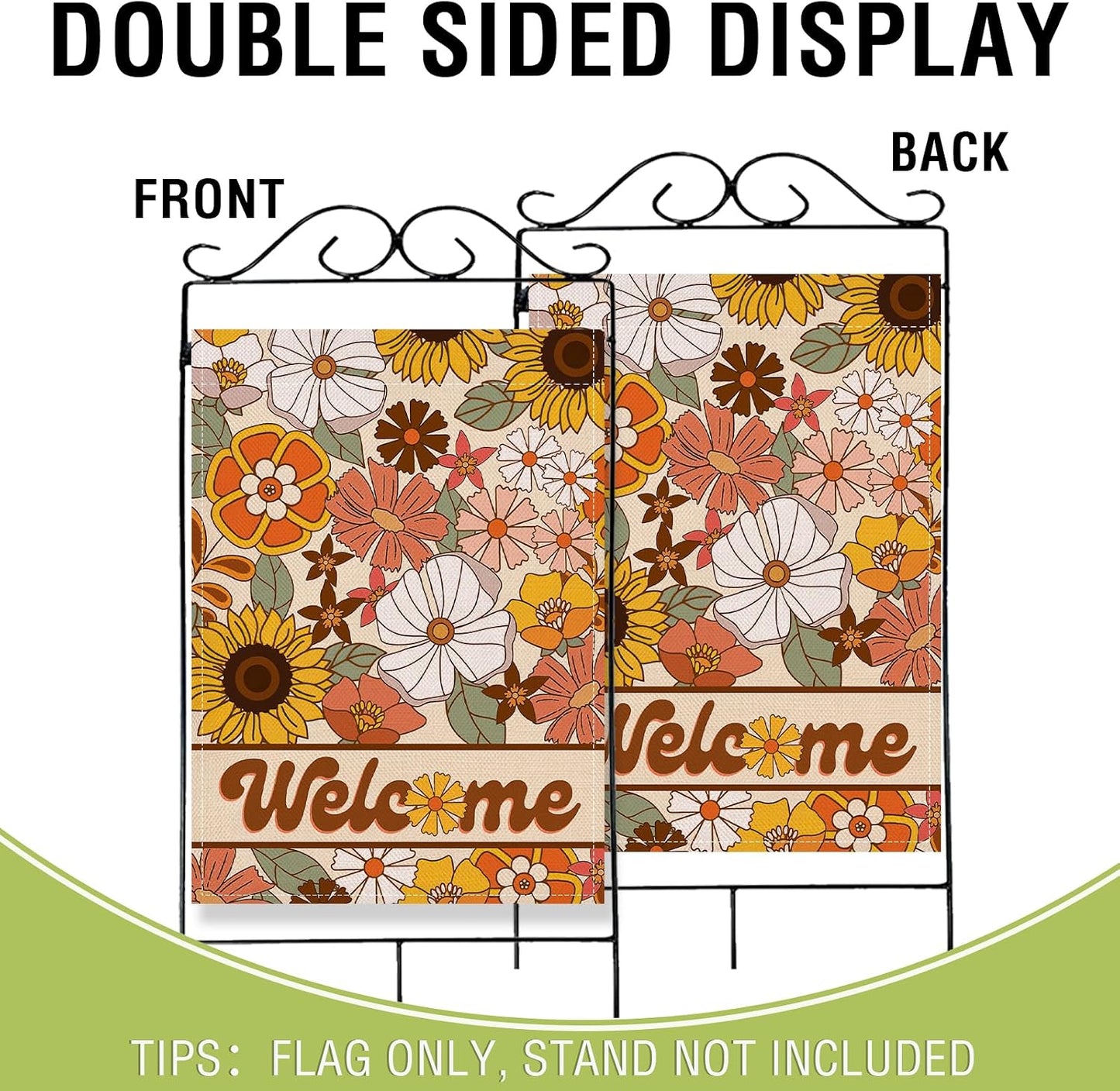 Bandera decorativa flores bohemio estilo 60s