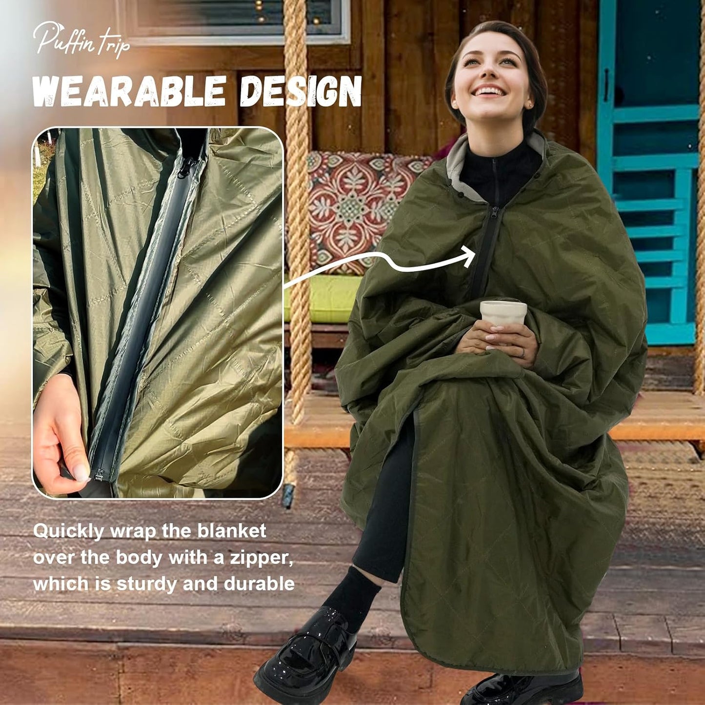 Manta campamento acolchada impermeable con bolsa