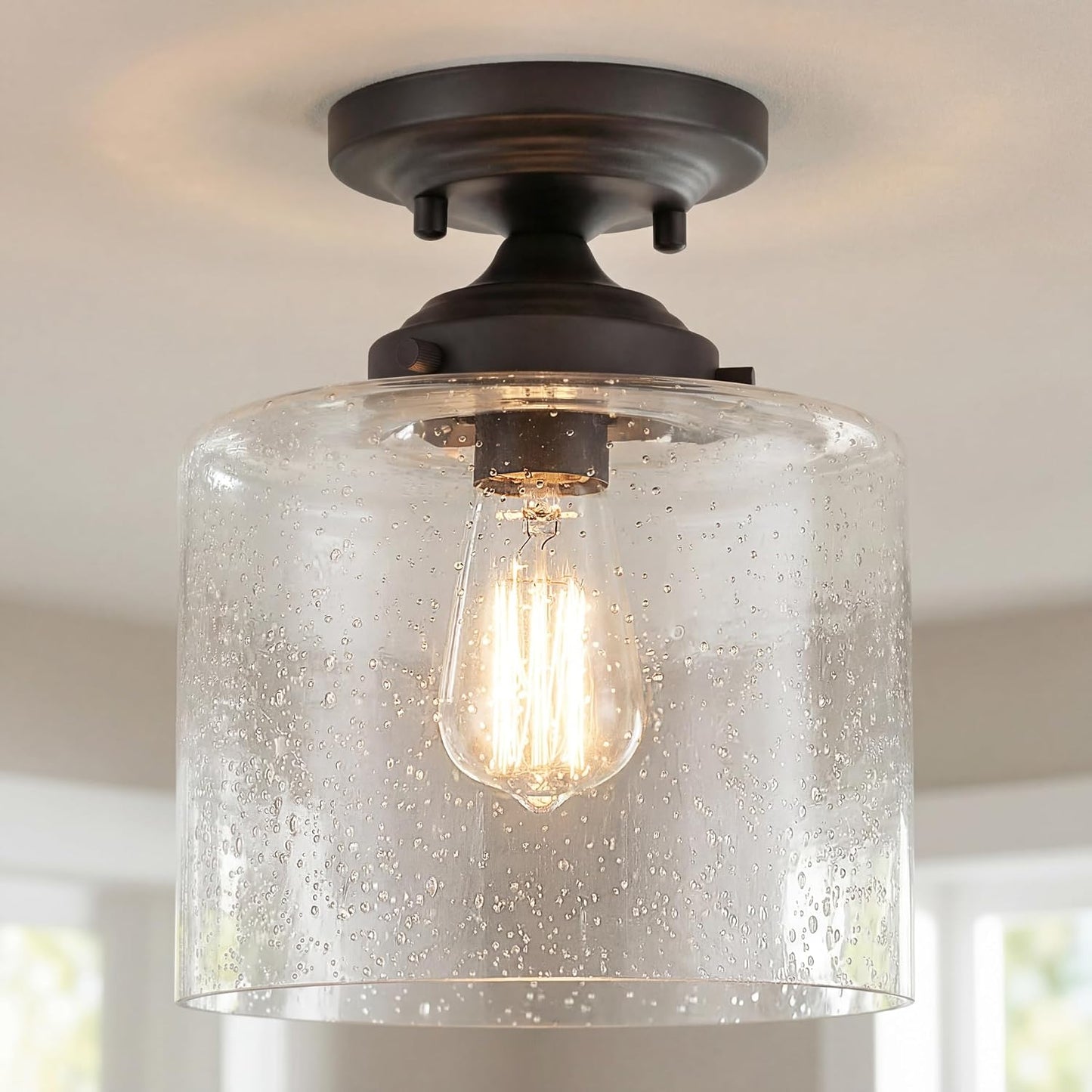 Luz semiempotrada 8.5 pulg vidrio transparente bronce