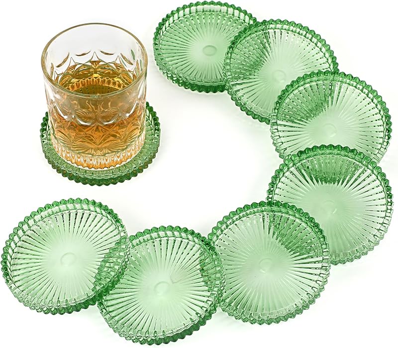 8 Pzas Posavasos Cristal Redondos Mesa Café Decoración