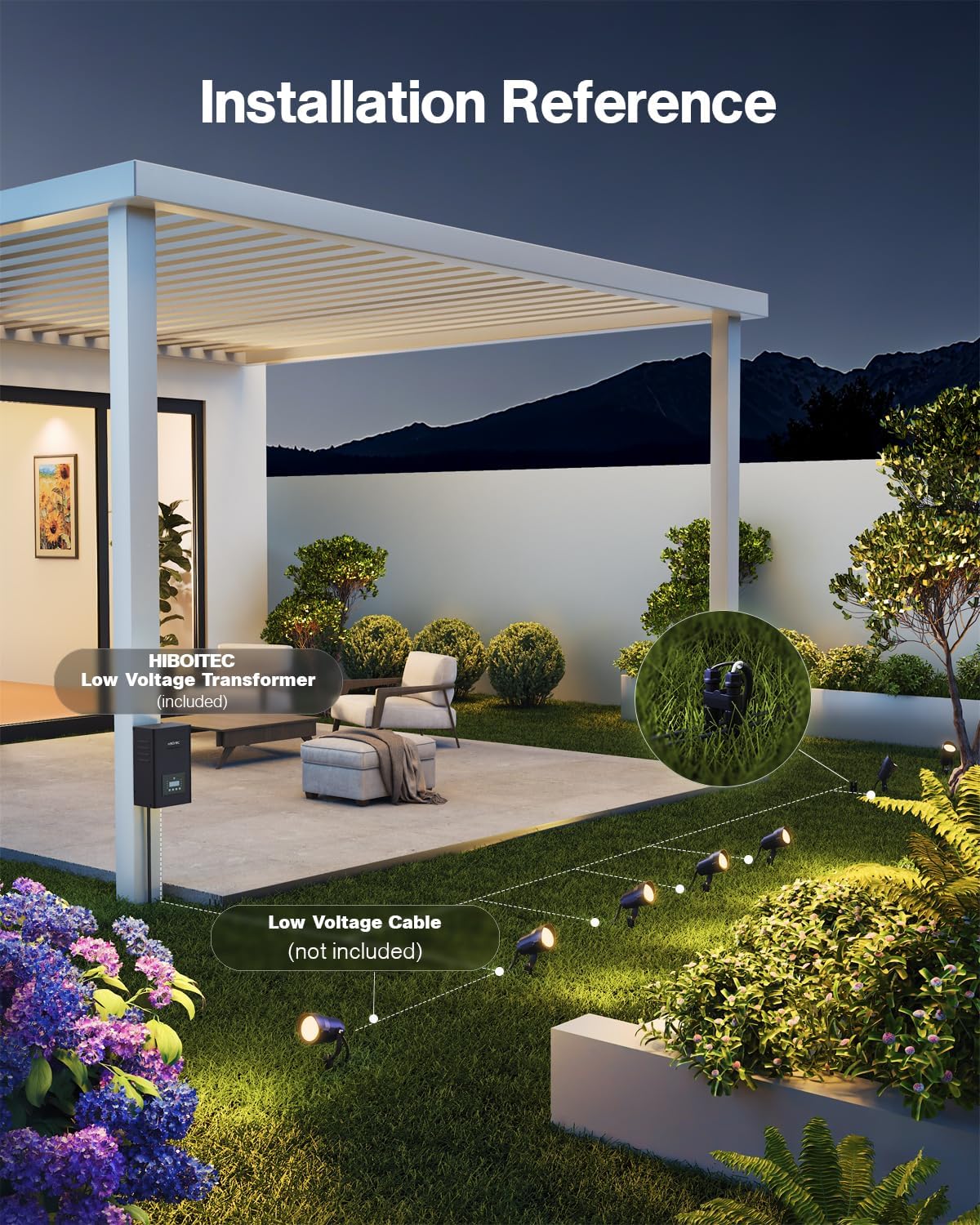 Kit iluminación paisaje 12W LED impermeables 2900K patio