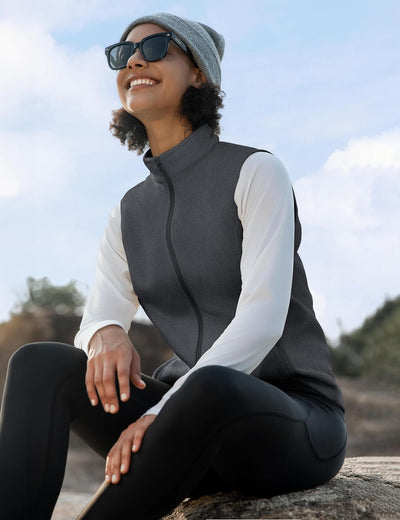 Chaleco polar mujer sin mangas con cremallera y bolsillos