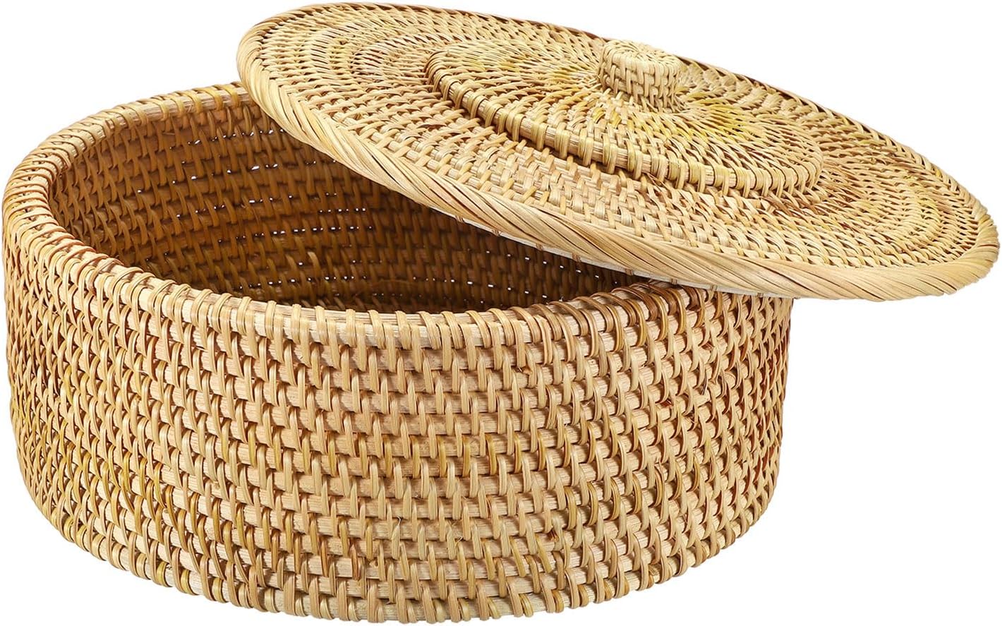 Caja ratán con tapa cesta decorativa 11.9x6"