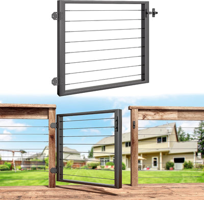 Puerta exterior con barandilla de cable soldado acero inox