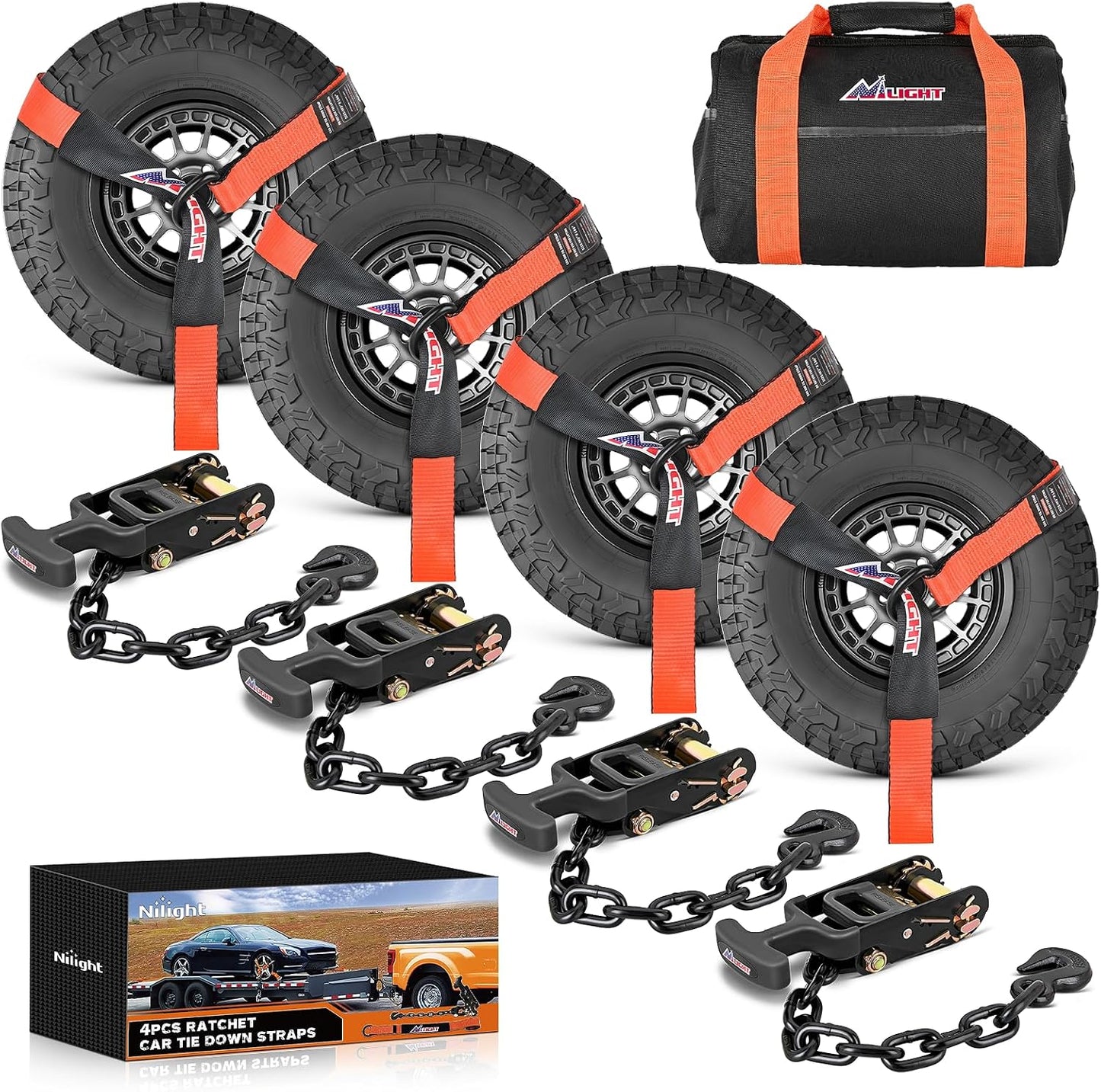 Correas amarre automóvil ajustables 2x96" estilo lazo