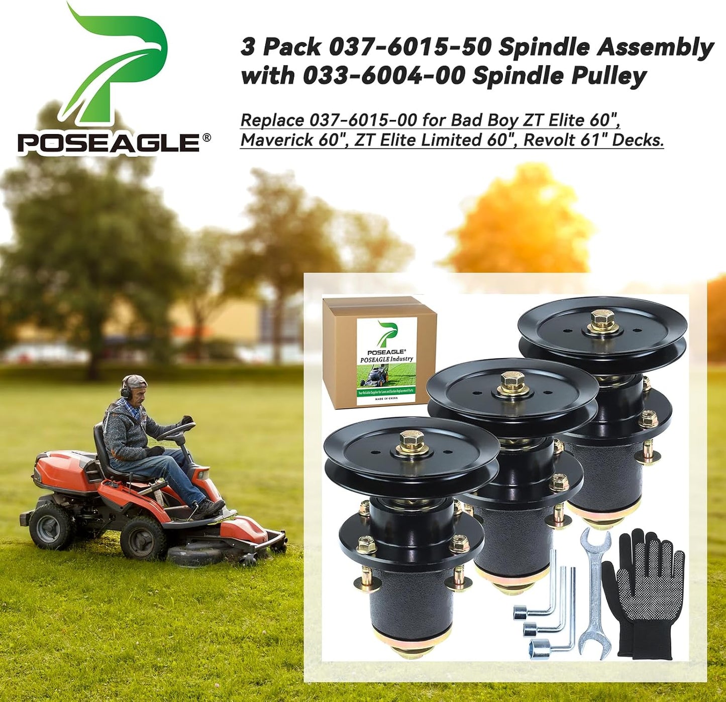 3 Kits Husillo Polea Bad Boy ZT 60pulg