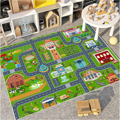 Alfombra coche para niños 31x47" carreras