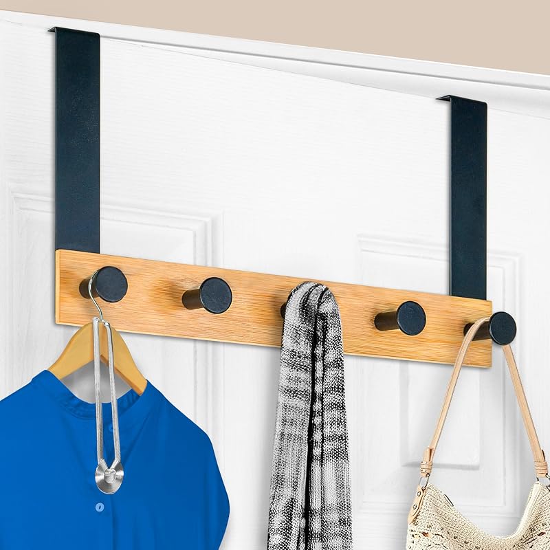 Perchero puerta 5 ganchos para toallas ropa baño dormitorio