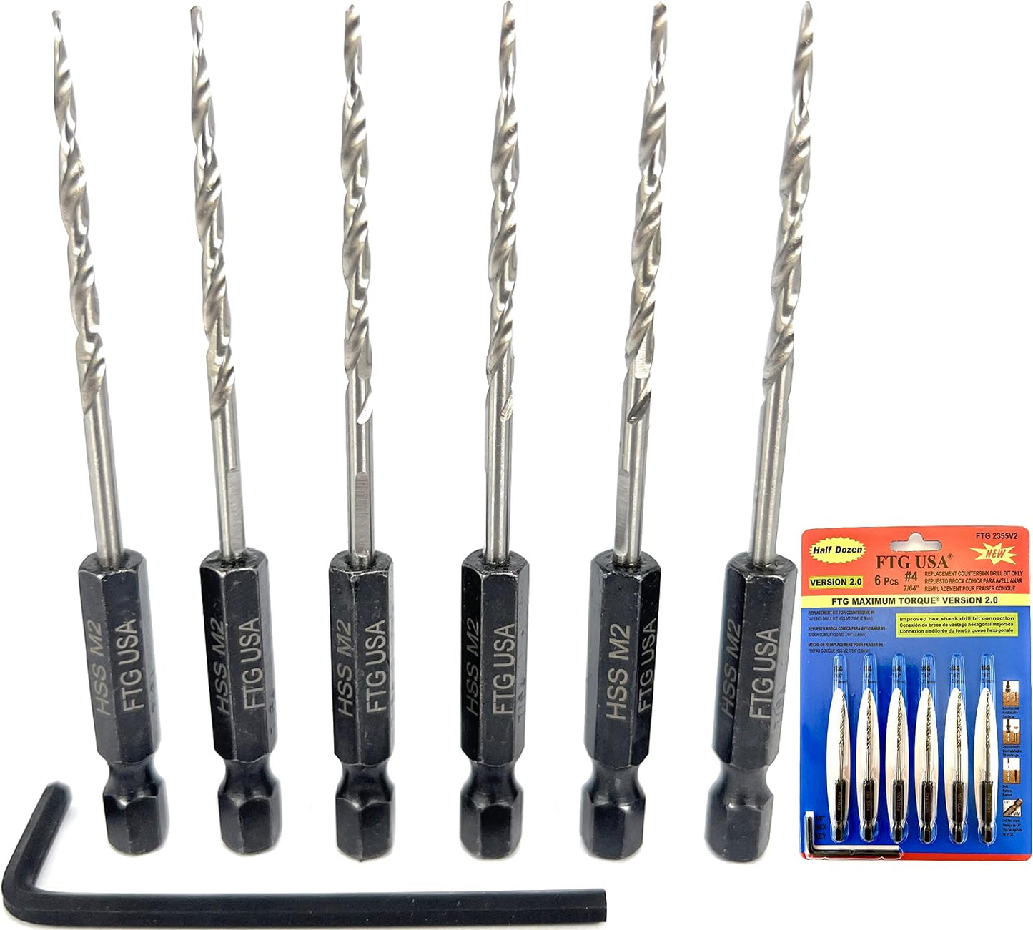 Set 6 brocas avellanadoras cónicas #4 7/64pulg