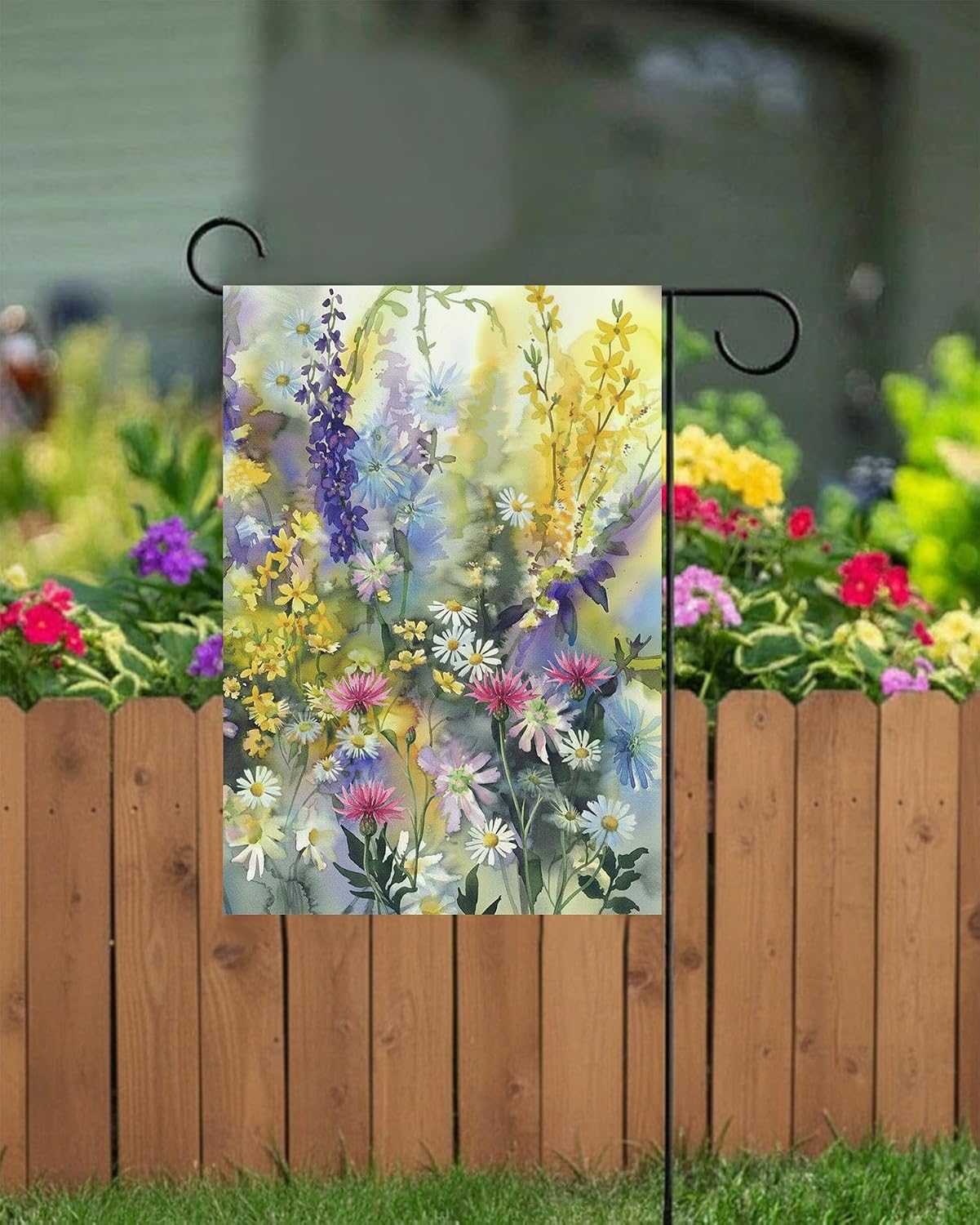Bandera jardín doble cara 12x18" flores verano primavera