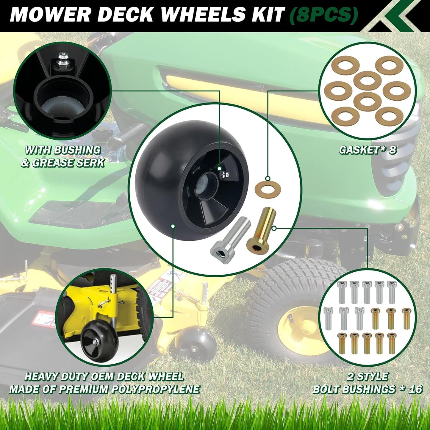 8 Ruedas Plataforma Cortacésped Comp John Deere 48-72
