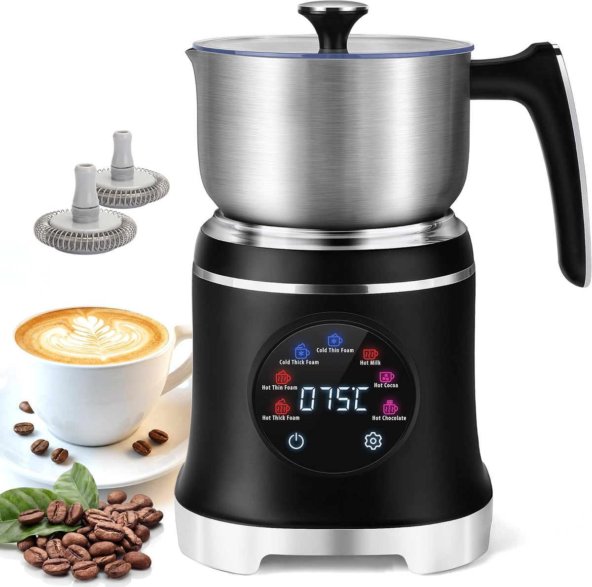 Espumador leche 7en1 acero inox 20.3oz control temperatura