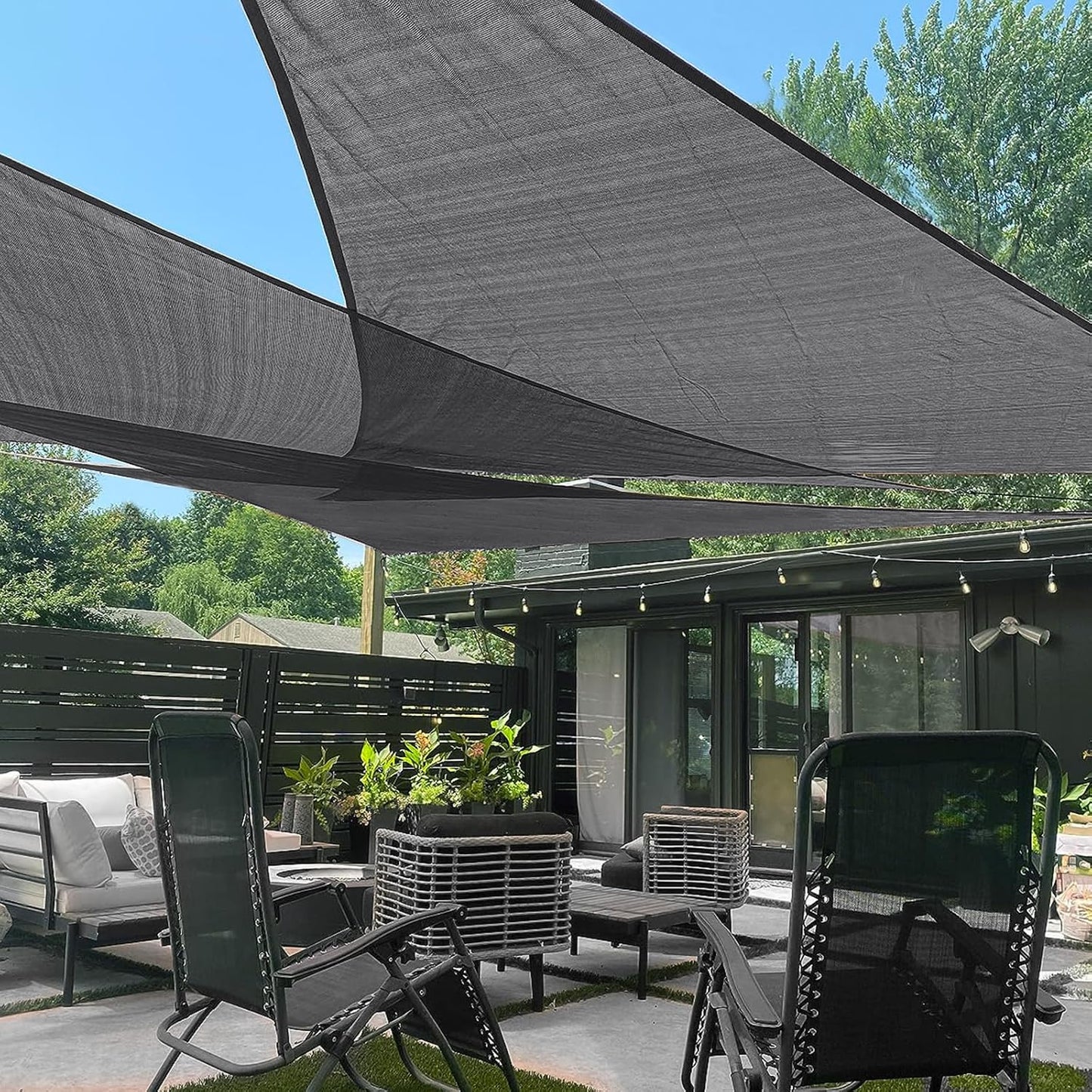 Toldo parasol triangular 10x10ft bloqueo UV gris oscuro
