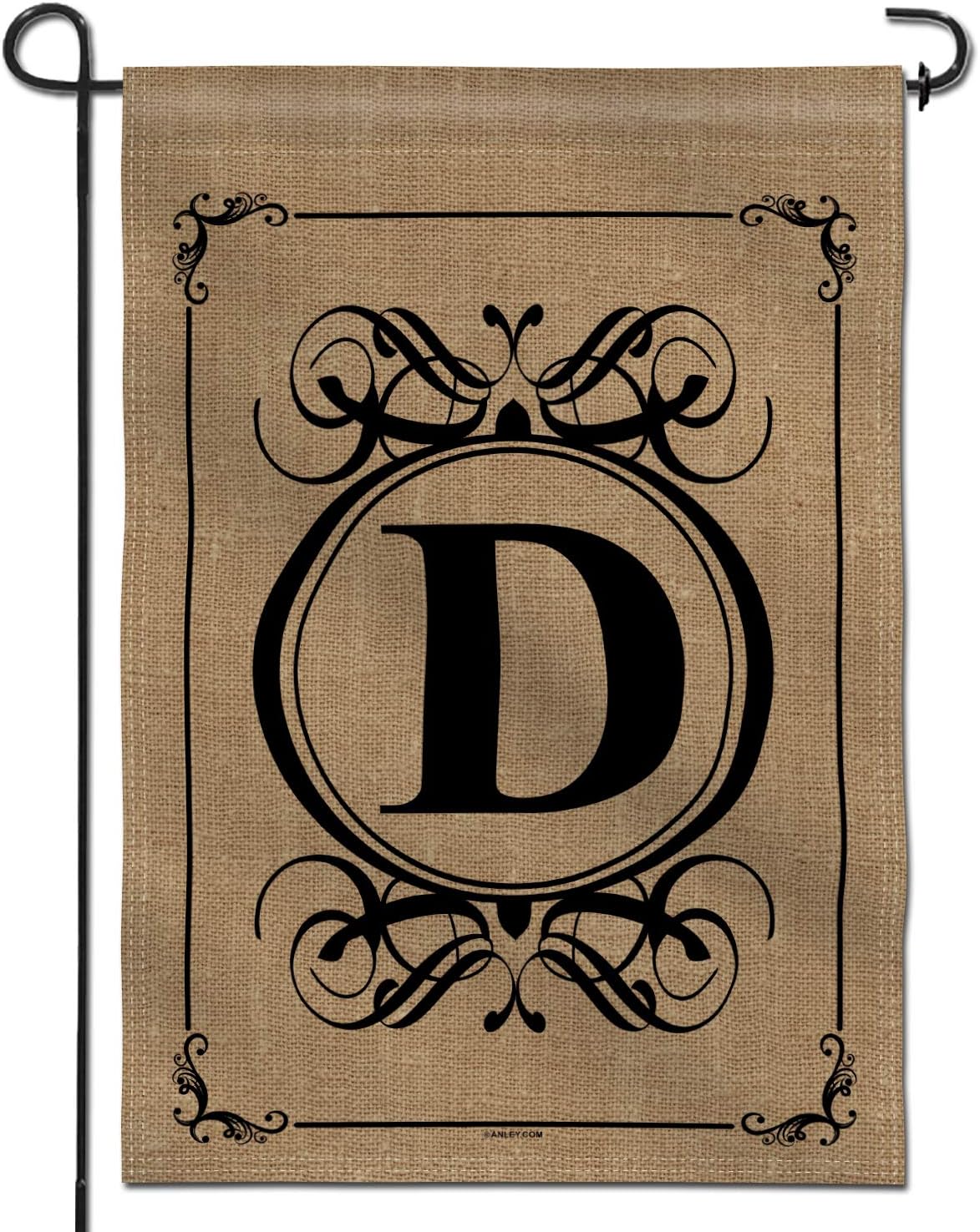 Bandera jardín doble cara con inicial D decoración personalizada