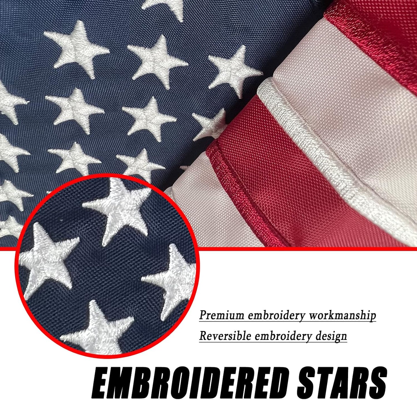 Bandera estadounidense 12x18" con estrellas y rayas cosidas