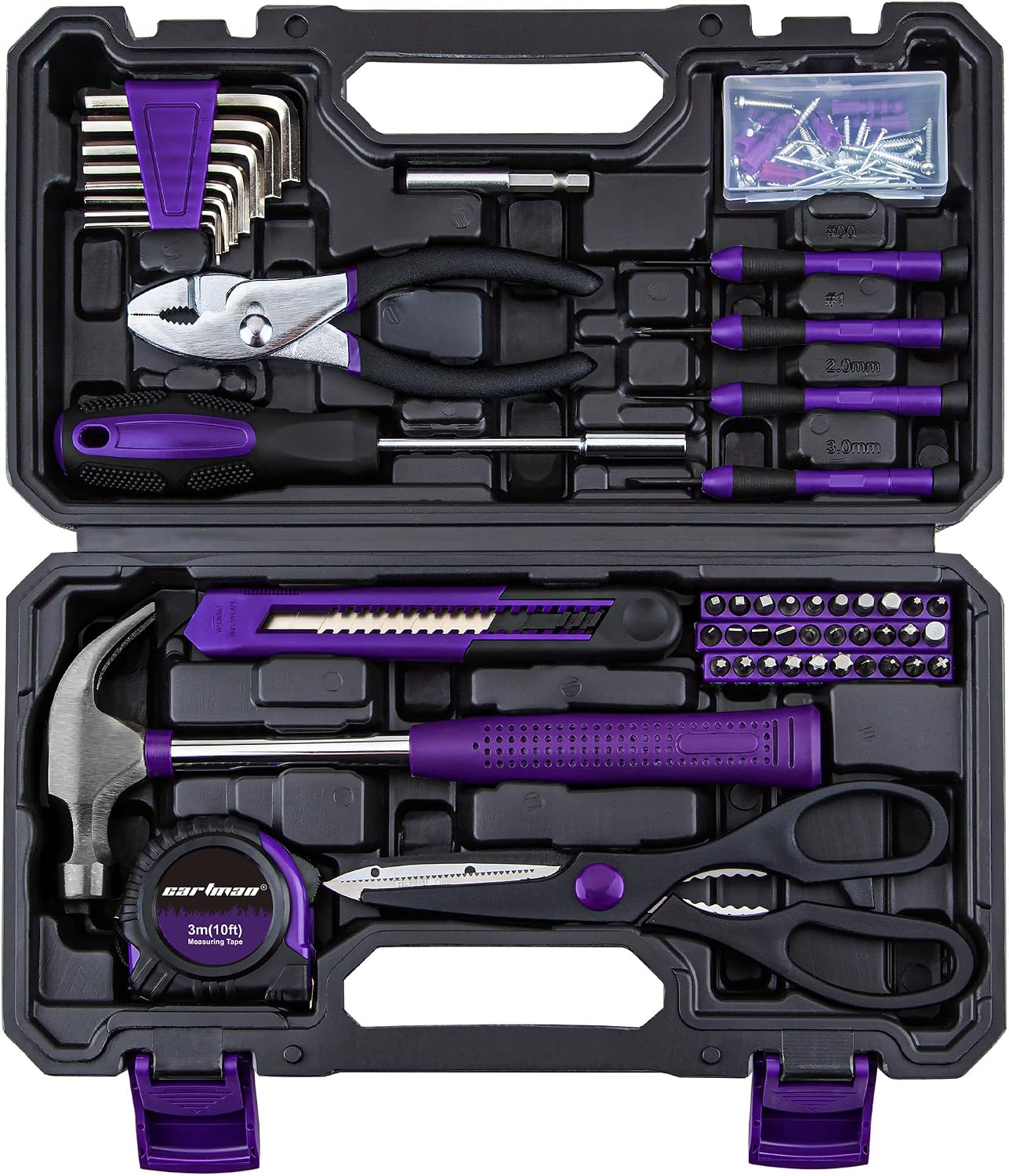 Kit herramientas hogar con estuche color morado