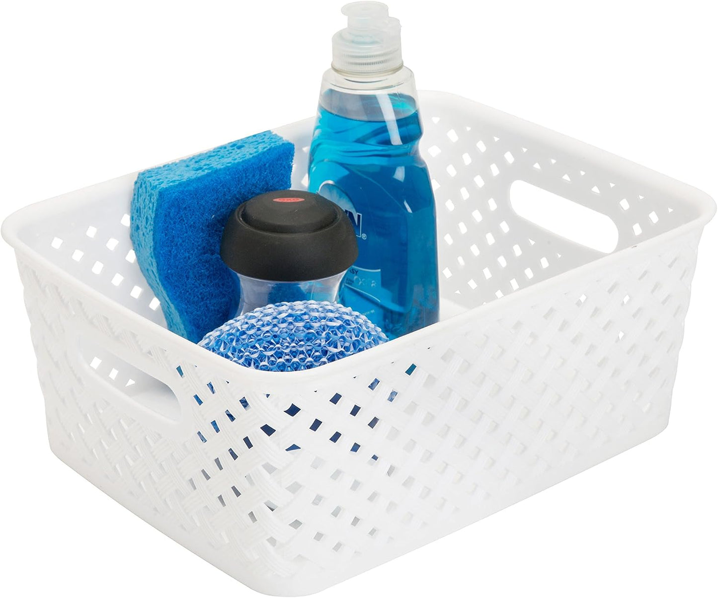 Cesta mimbre resina para baño y despensa con asas