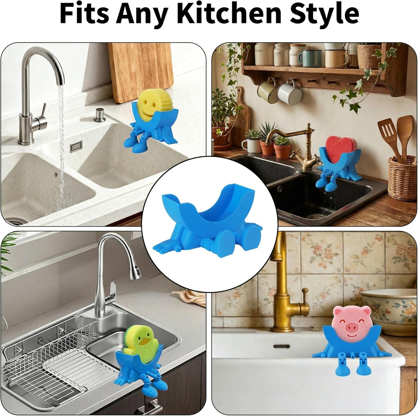 Soporte esponja colgante drenable fregadero negro