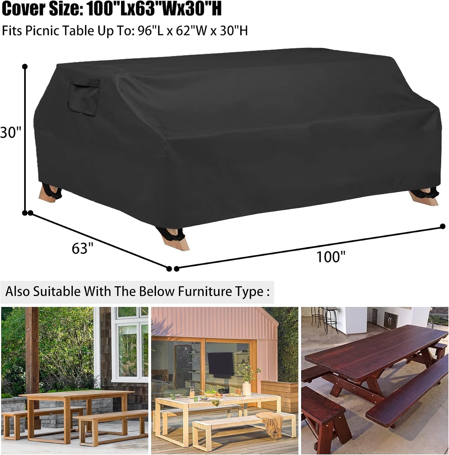 Funda mesa picnic impermeable 8x96" para patio