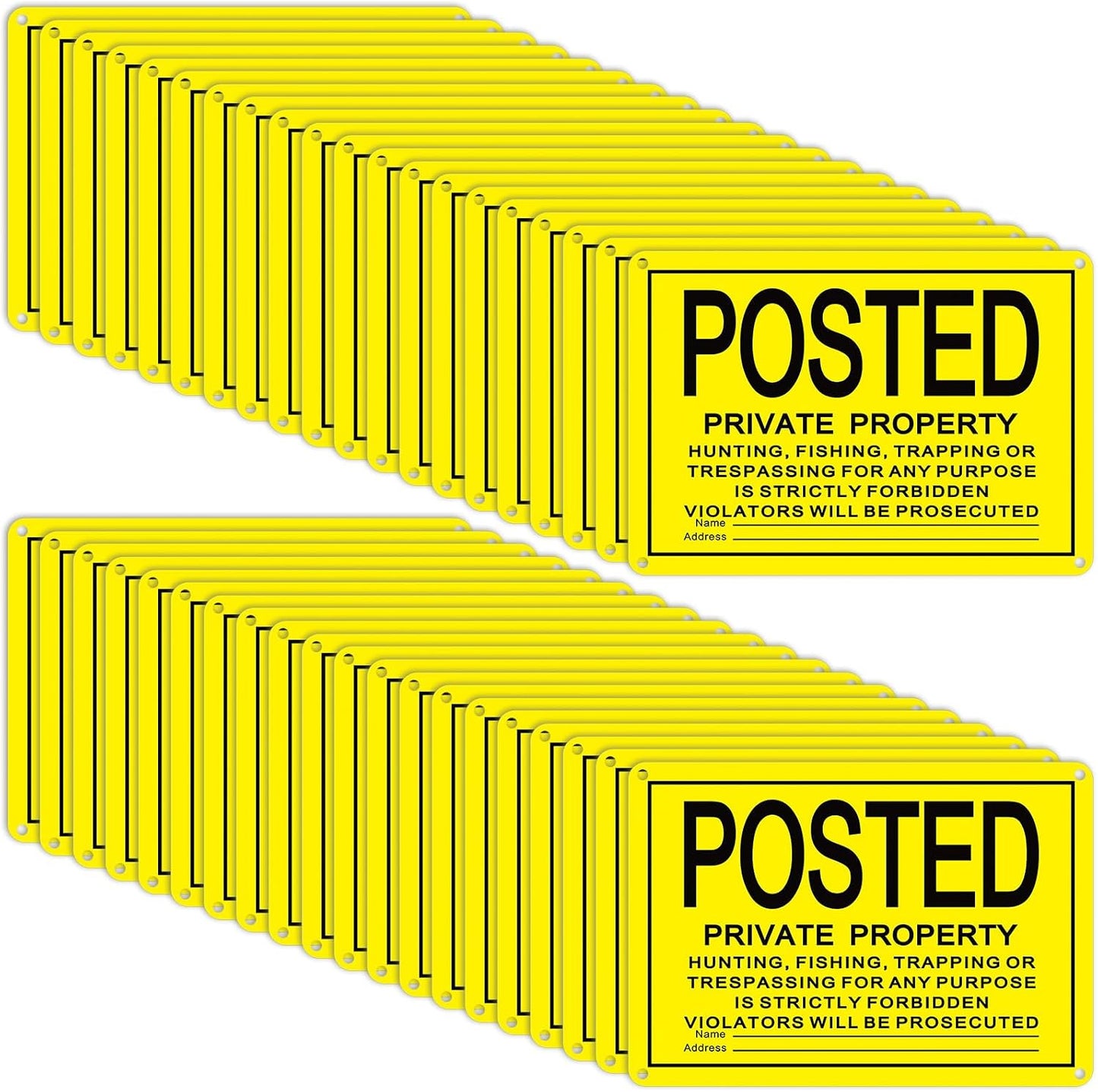 40 Carteles No Intercepción 7x10pulg Aluminio Amarillo