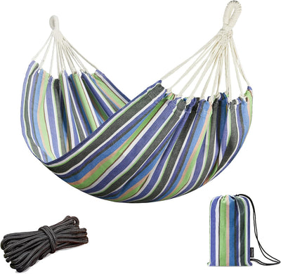 Hamaca brasileña 1 persona 78.8x39.4" rayas azul y verde