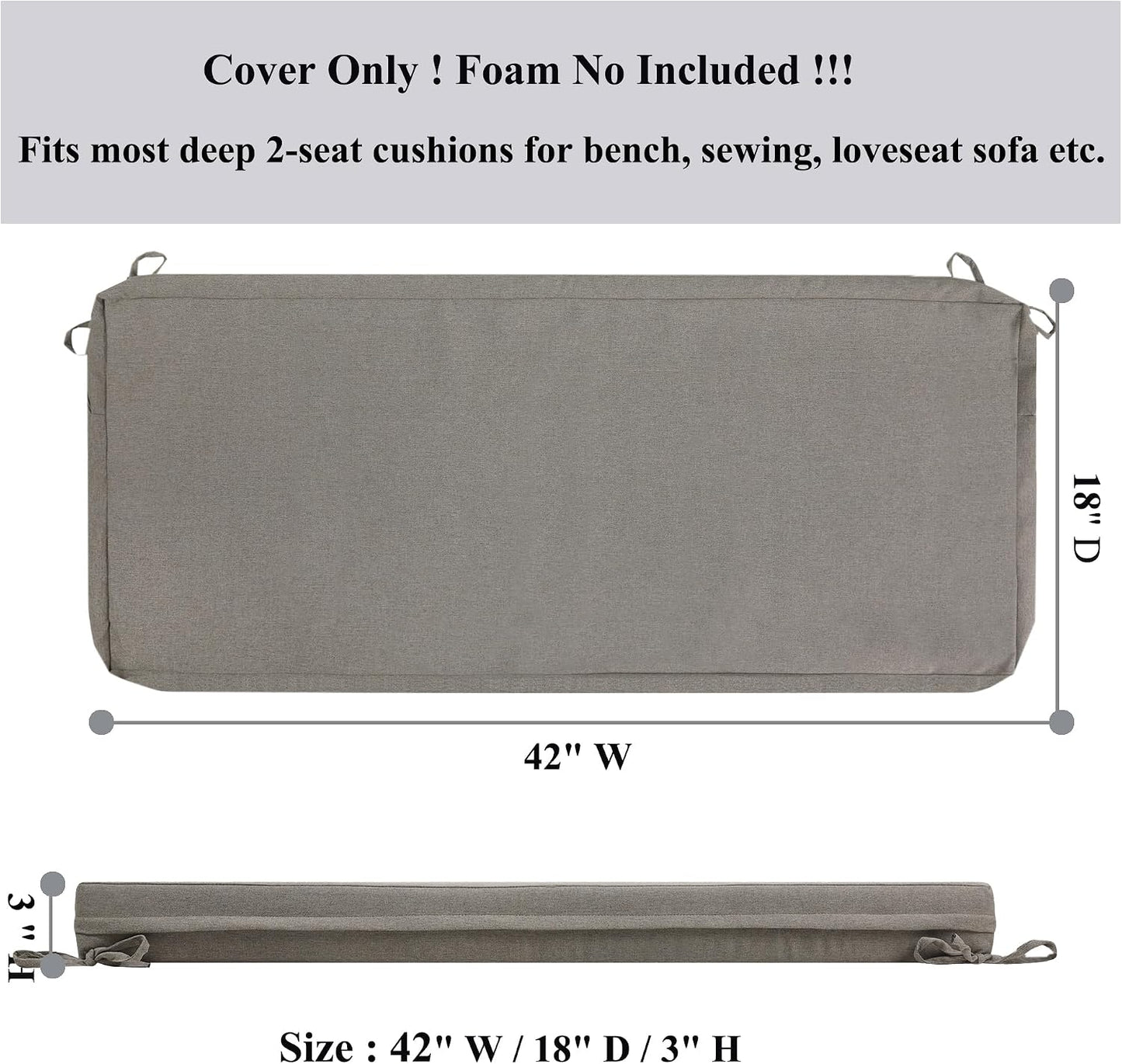 Fundas cojín exterior 42x18pulg sin relleno resistente agua