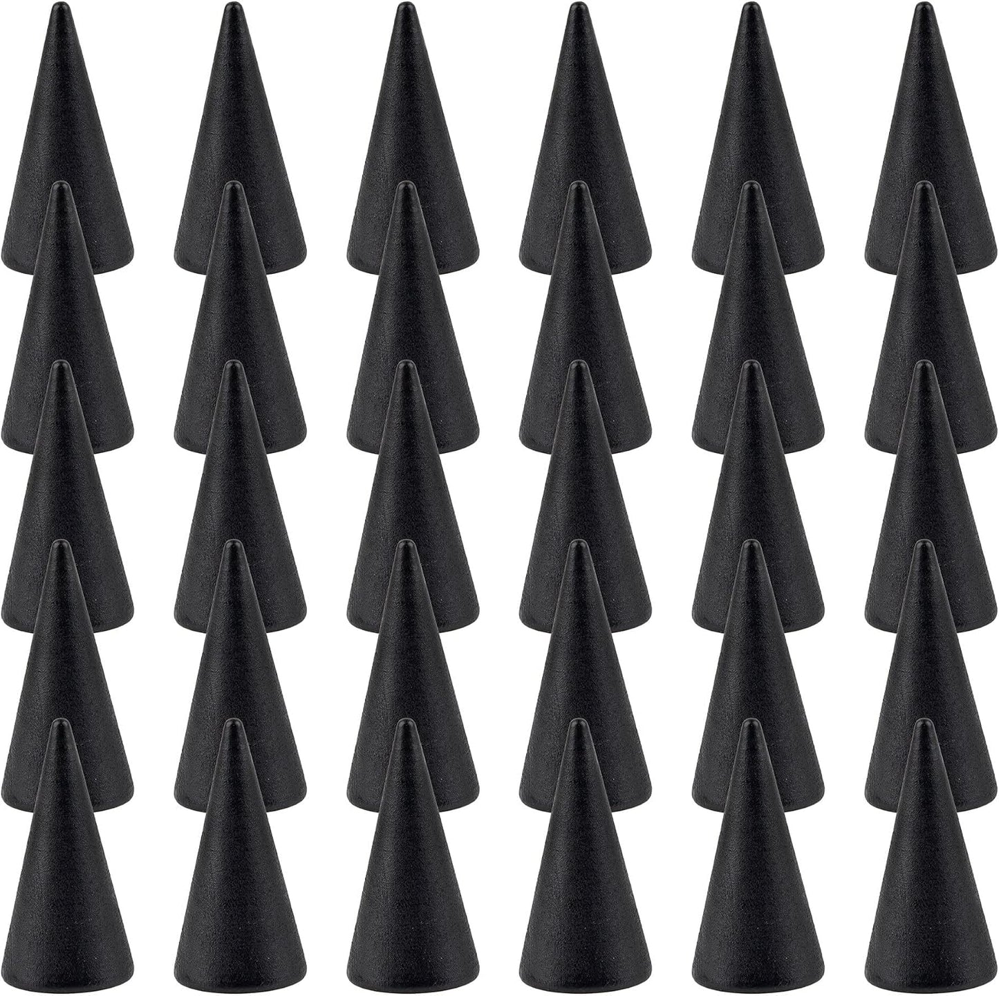 30 Soportes Anillos Cono Madera Negra Exhibición Joyería