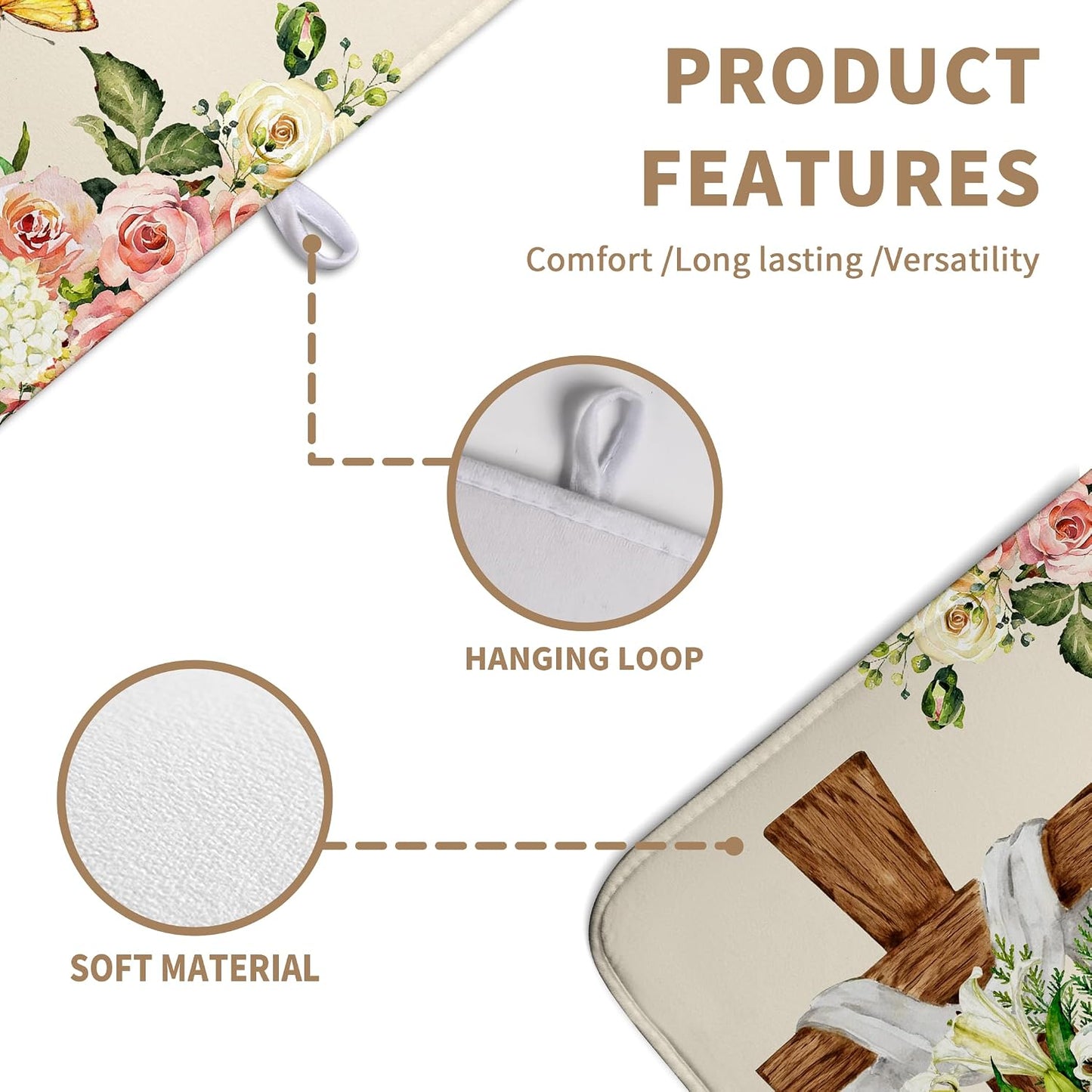 Tapete secado platos Pascua diseño floral microfibra absorbente