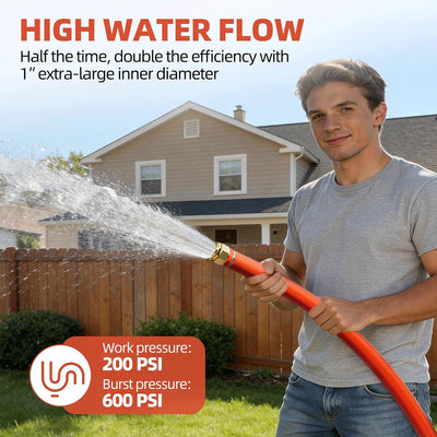 Manguera jardín 1pulg 5ft -50 a 190°F flexible tubo goma latón