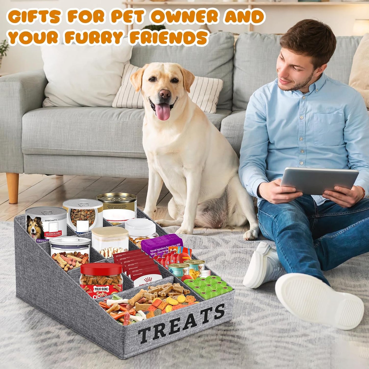 Cesta almacenamiento perros 10 compartimentos tela plegable