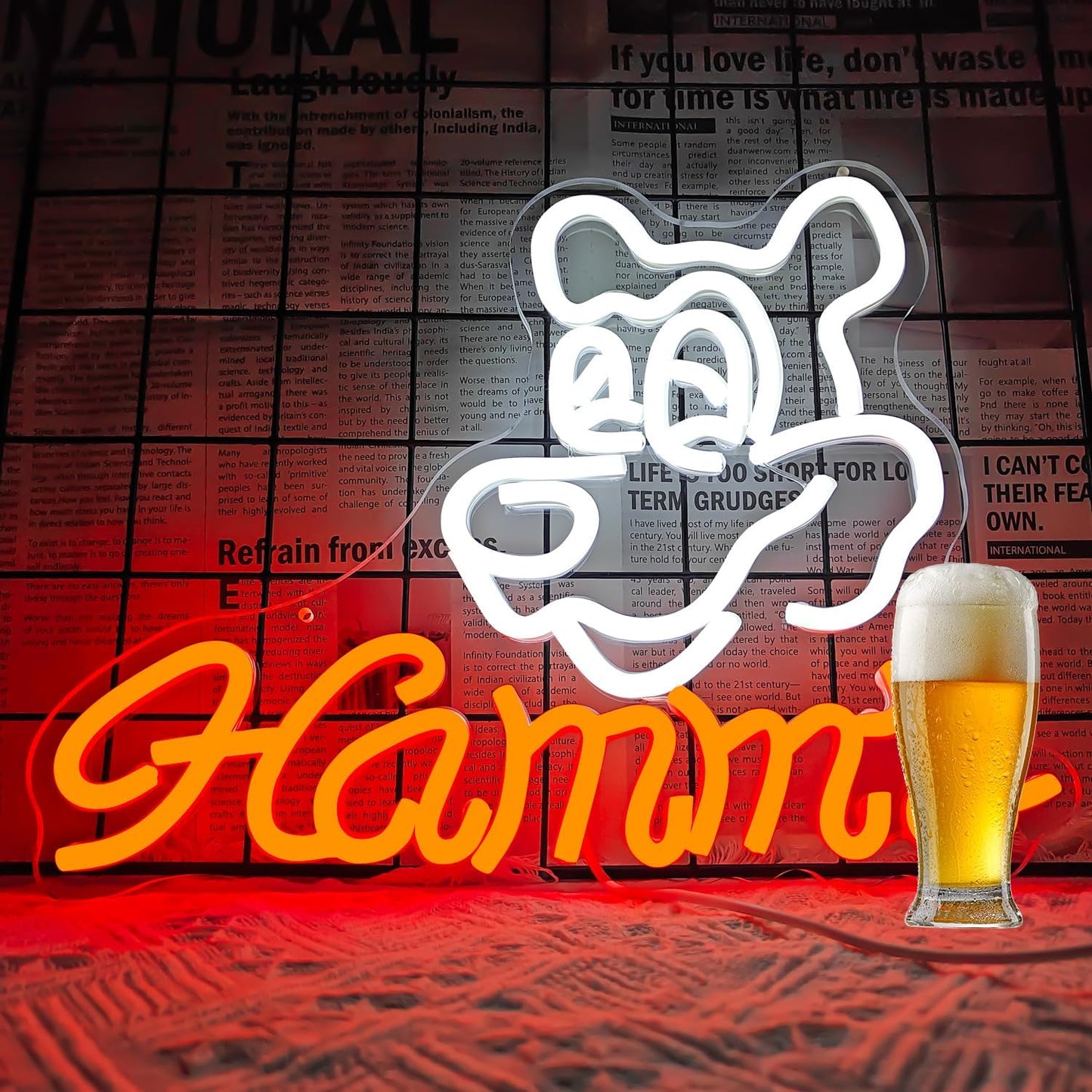 Letrero neón oso cerveza Hamms para pub bar casa