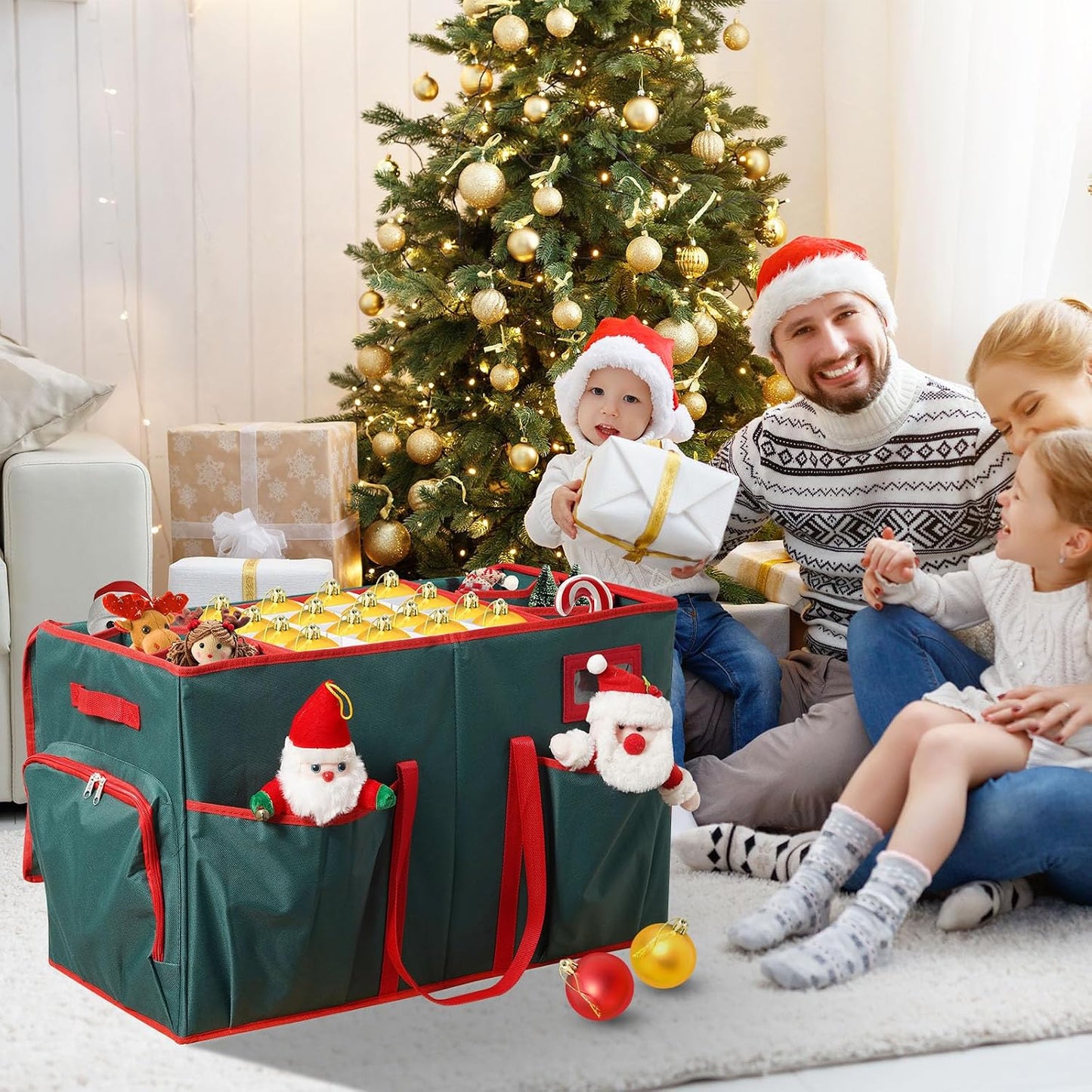 Caja almacenamiento adornos Navidad 2en1 5 bandejas