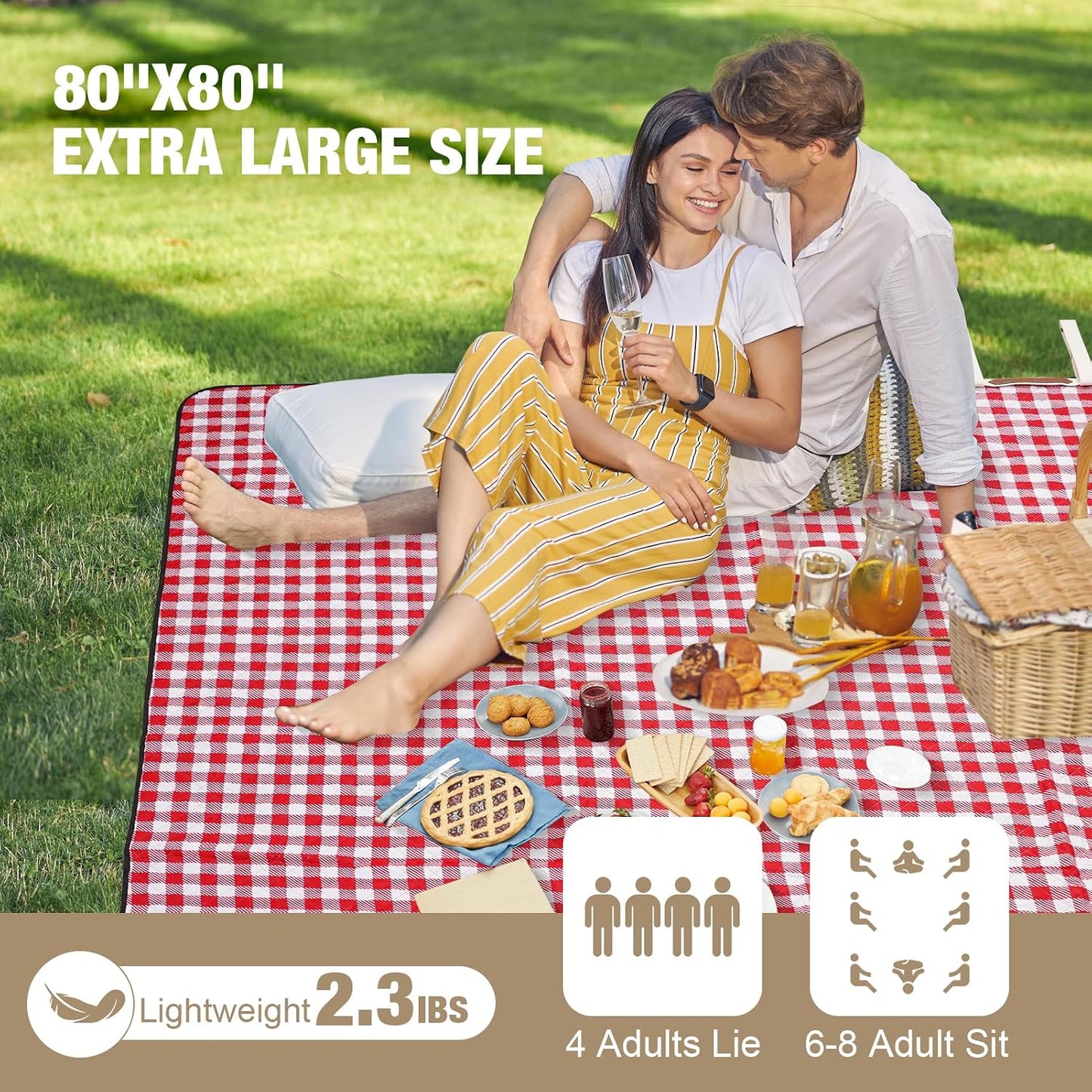 Manta picnic al aire libre 80x80pulg impermeable 3 capas
