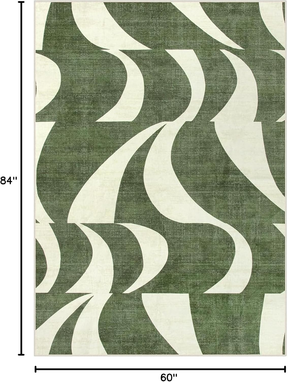 Alfombra abstracta 5x7ft suave antiderrap verde