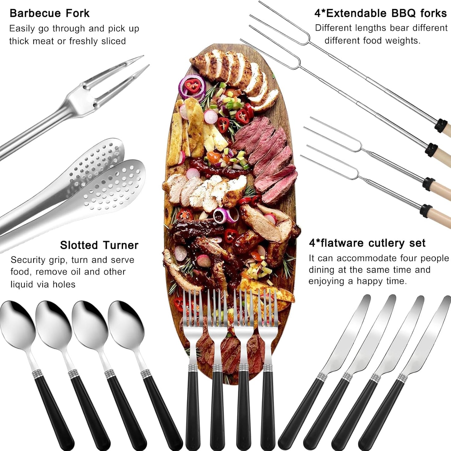Set utensilios cocina campamento asar y cocinar
