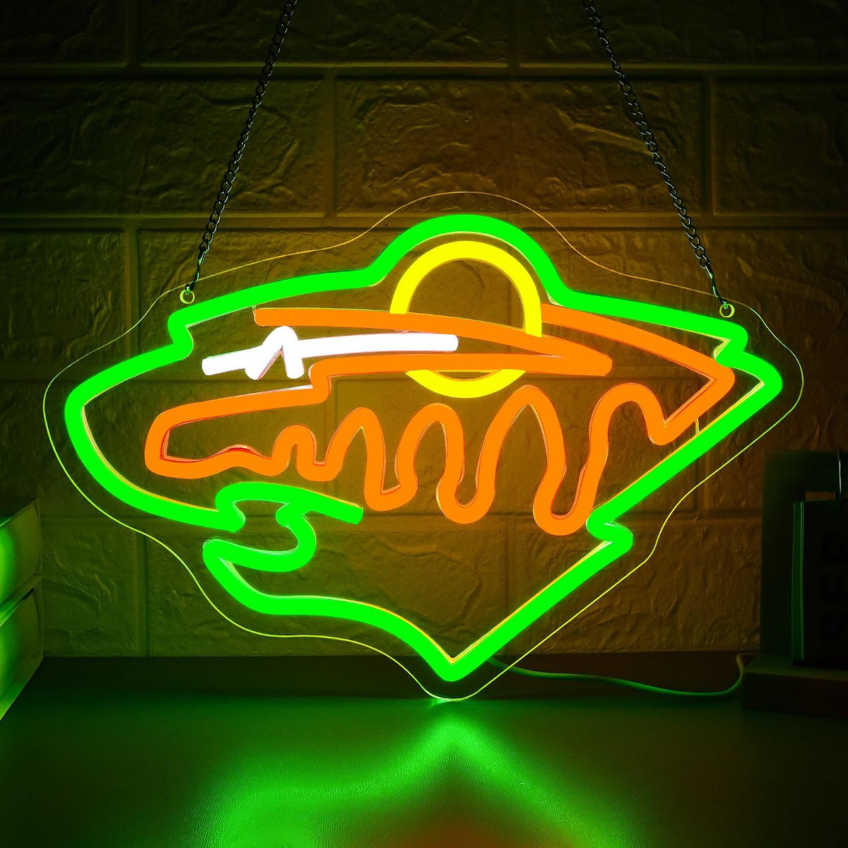 Letrero neón hockey pared luz LED Minnesota regulable club garaje