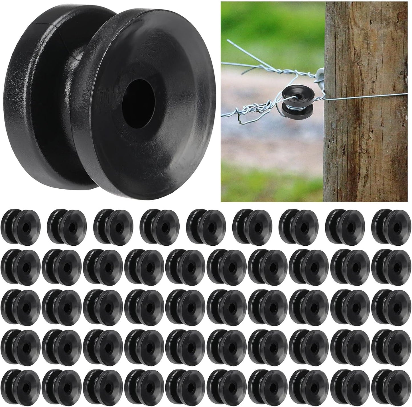 50 Pzas Anillos Circulares para Postes Eléctricos Negro