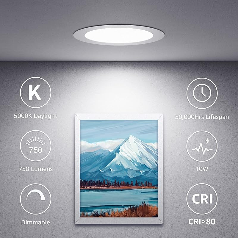 6 Luces LED empotrables 4" caja conexiones 5000K 10W