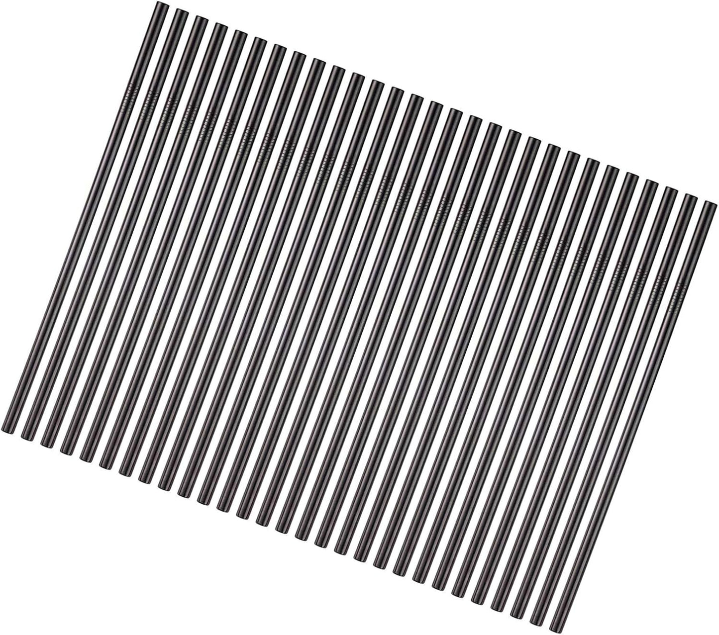 50 Pzas Pajitas Acero Inox 10.5pulg Negro
