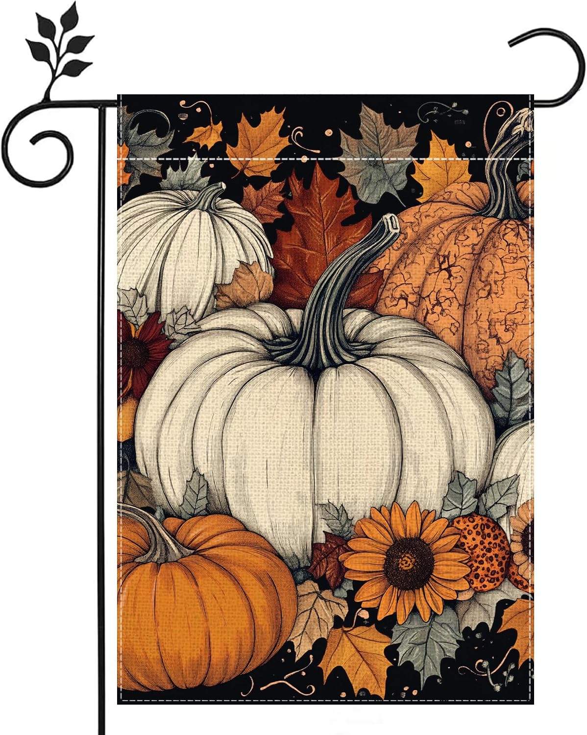 Bandera jardín calabaza otoño 12x18pulg arpillera doble cara