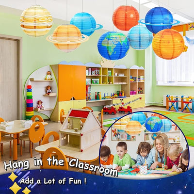 Linternas espaciales 8pcs 12pulg planetas para niños tema espacio