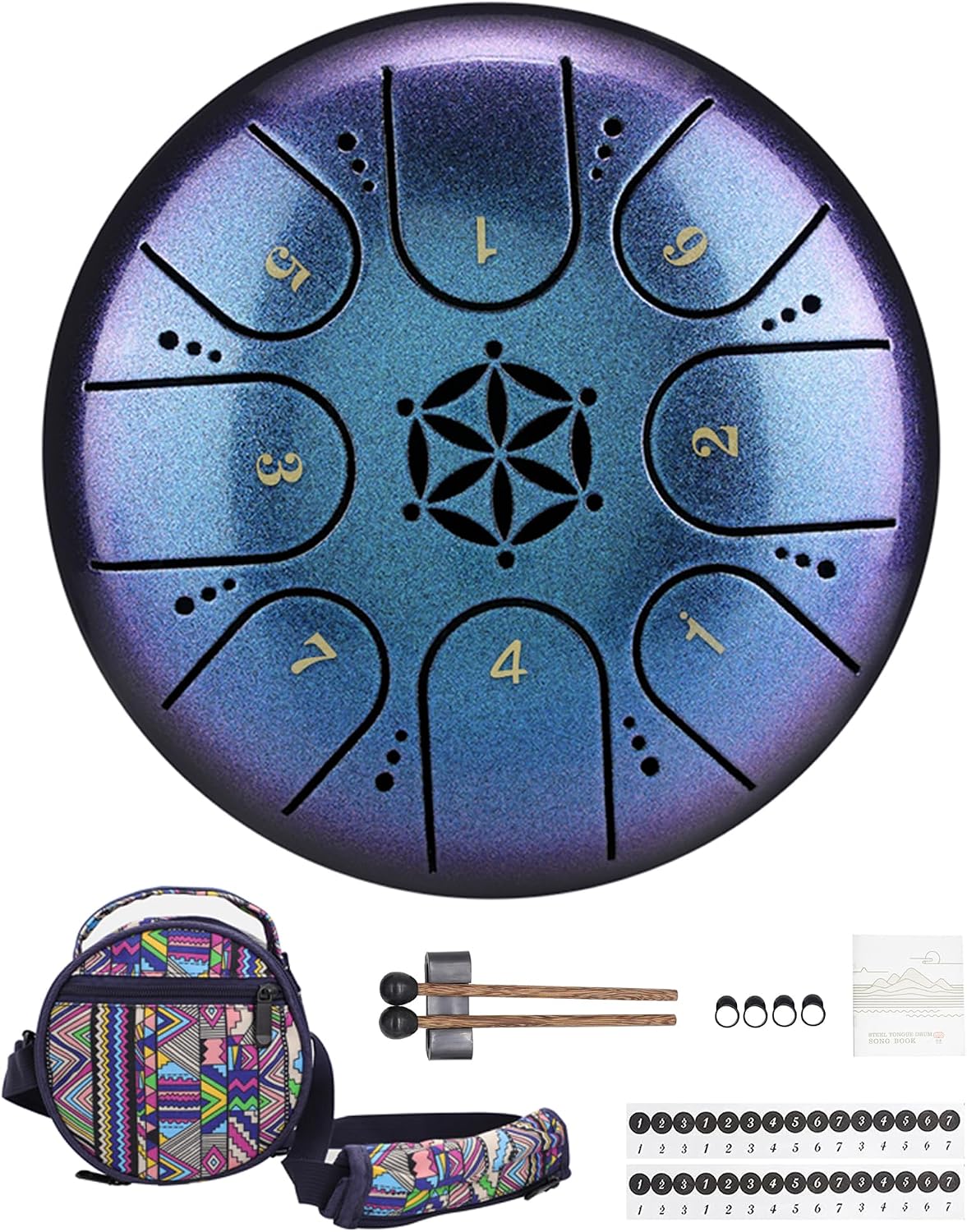Tambor Lengua Acero Titanio 5pulg 8 Notas Handpan Clave Do