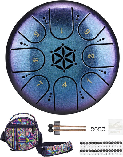 Tambor Lengua Acero Titanio 5pulg 8 Notas Handpan Clave Do