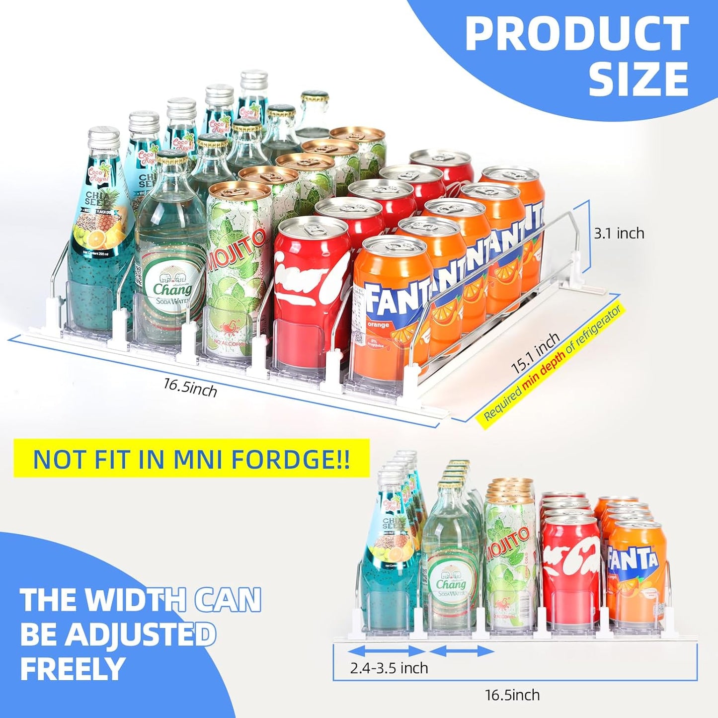 Organiz. bebidas refrigerador 5 filas capacidad 25l
