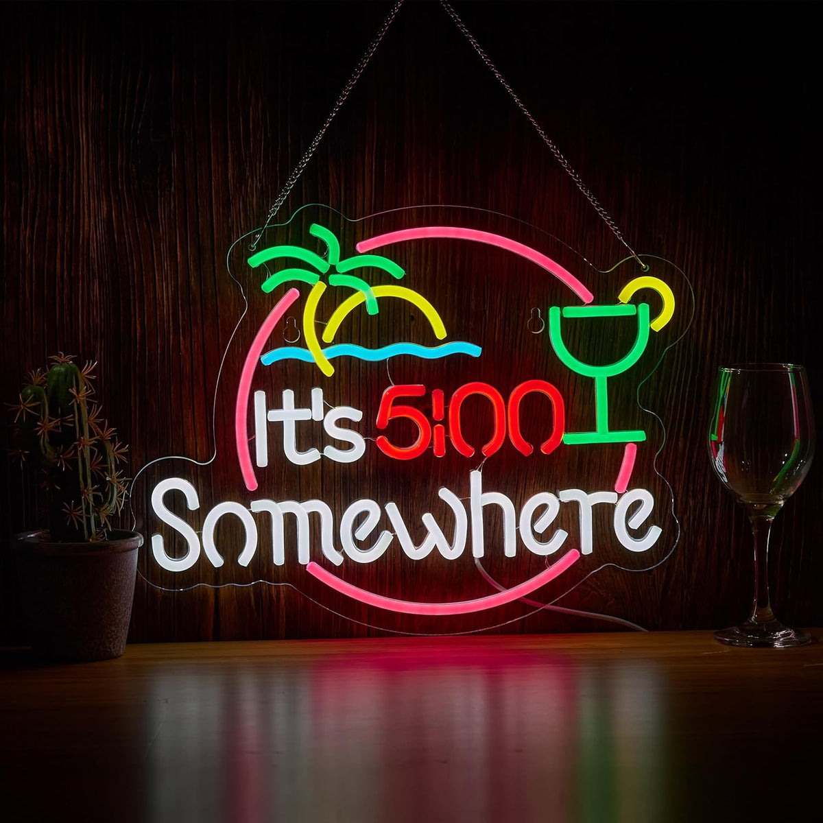Letrero neón LED regulable para pared bar cerveza USB