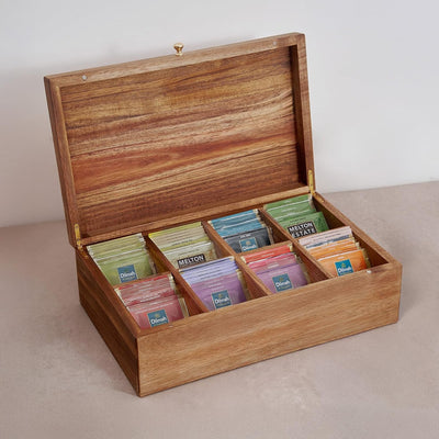Organiz. té madera acacia 8 compartimentos con soporte