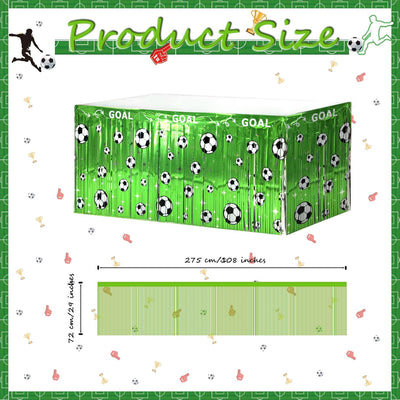 Decoraciones de mesa de fiesta de fútbol, 2 piezas de faldas de oropel 108 x 29.5 pulgadas